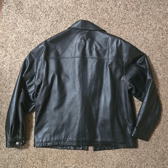 Men's Geniune Black Leather Vintage Jacket - Picture 12 of 14